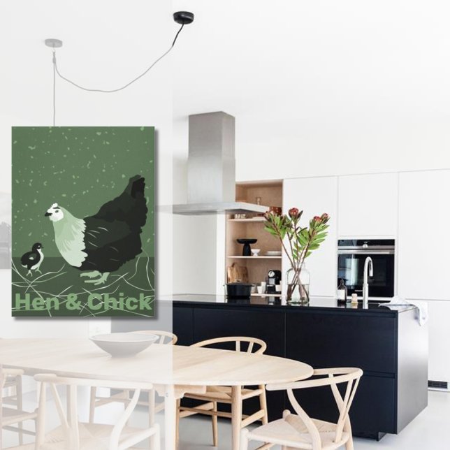 Impressão Em Tela Country Animal Mãe Hen & Cozinha De Aves De Capoei (Country Animal Mother Hen & Chick Poultry Kitchen Canvas Print, Wall Decor)