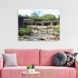 Impressão Em Tela County Bridge e o Rio Calder, Sowerby Bridge
