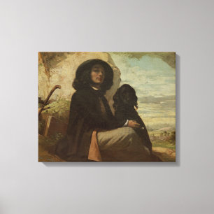 Impressão Em Tela Courbet com seu cão preto, 1842