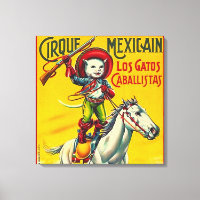 Cowboy Cat Mexicano Circus Poster vintage Art