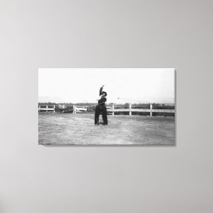 Impressão Em Tela Cowboy Praticando Suas Habilidades De Laço