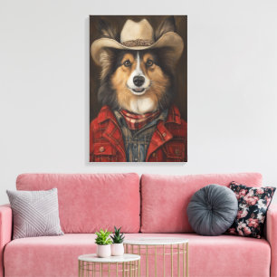 Impressão Em Tela Cowboy Shetland Sheepdog Sheltie