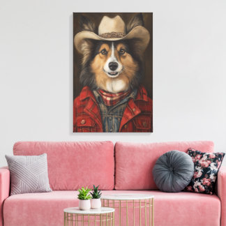 Impressão Em Tela Cowboy Shetland Sheepdog | Sheltie