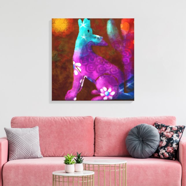 Impressão Em Tela Coyote Abstrato Art Saguaro Cactus Desert Brown (Insitu(Sala de estar))