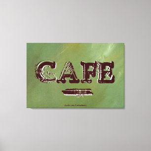 Impressão em Tela Cozinha Café Vintage - Verde Esc