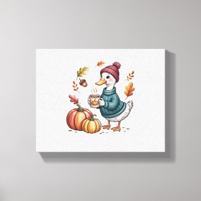 Impressão Em Tela Cozy Pumpkin Café Goose Fall Art (Frente)