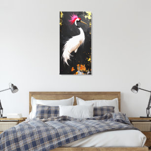Impressão Em Tela Crane Art - Design Contemporâneo Inspirado na Ásia