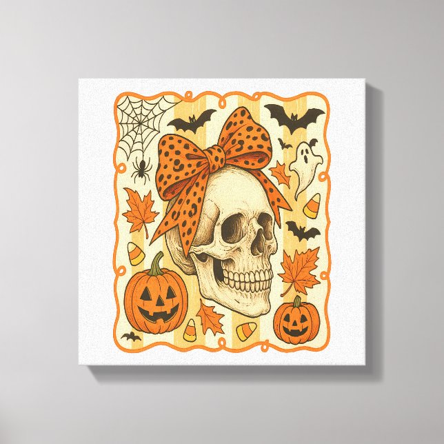 Impressão Em Tela Cranio Assustador Halloween (Frente)