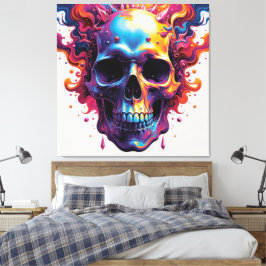 Impressão Em Tela crânio colorido moderno