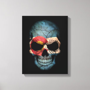 Impressão Em Tela Crânio da bandeira de Colorado no preto