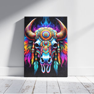 Impressão Em Tela Crânio de Bison Nativo