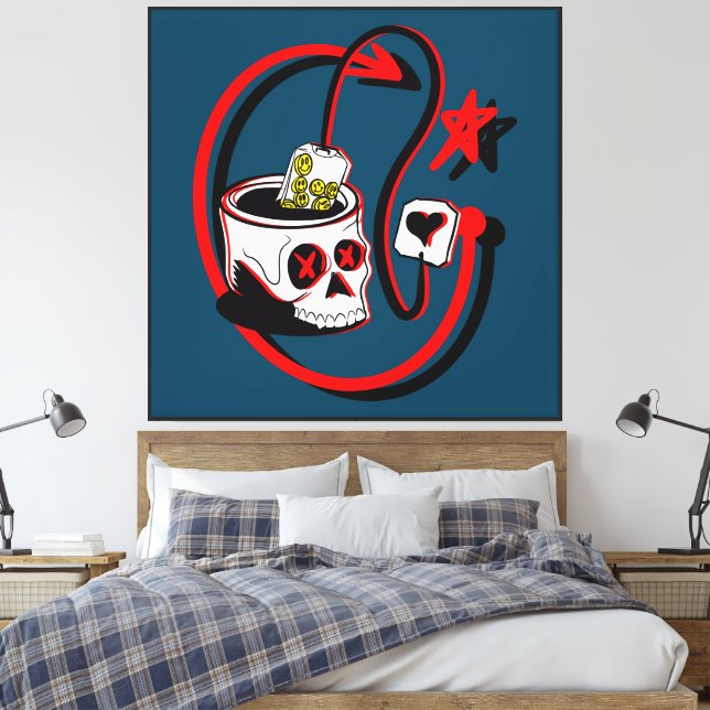 Impressão Em Tela Crânio de chá feliz (Insitu(Quarto))