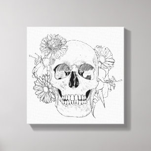 Impressão Em Tela Crânio e flores inspirados 6