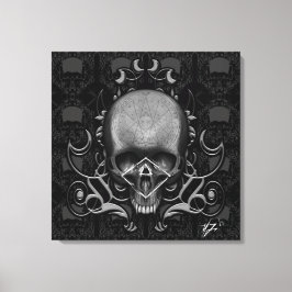 Impressão Em Tela crânio Padrão floral