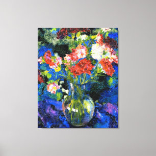 Impressão Em Tela Cravos num Vaso de Vidro Redondo