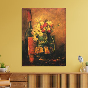 Impressão Em Tela Cravos, Rosas e uma Garrafa por Vincent van Gogh