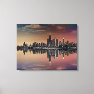 Impressão Em Tela Crepúsculo da skyline da cidade