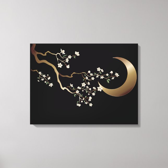 Impressão Em Tela Crescent Moon Cherry Blossoms (Frente)