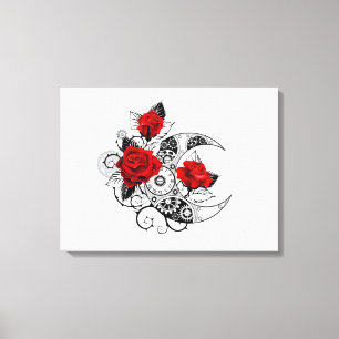 Impressão Em Tela Crescente Mecânico com Rosas vermelhas