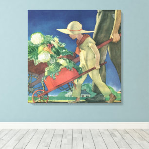 Impressão Em Tela Criança Antiga, Jardinagem Orgânica; Jardim da Vit