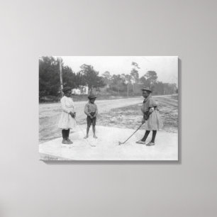 Impressão Em Tela Crianças pretas que jogam a fotografia do golfe