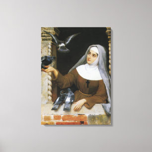 Impressão Em Tela Criaturas de Deus (freiras alimentando pombos)