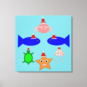 Impressão Em Tela Criaturas do Mar de Natal