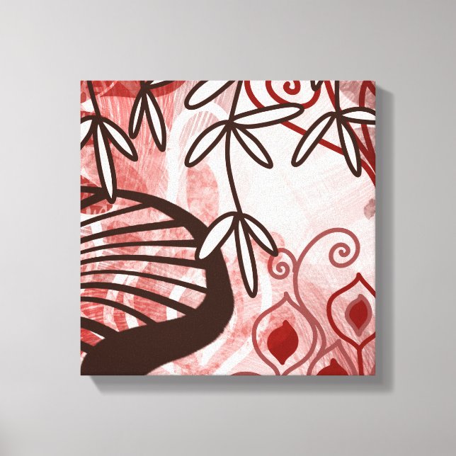 Impressão Em Tela Crimson Garden – Abstract Botanical Pattern Art Pr (Frente)
