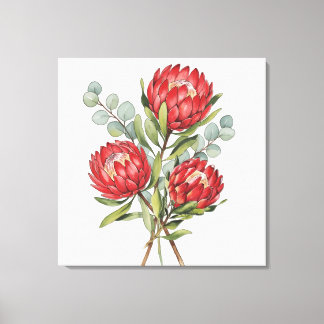 Impressão Em Tela Crimson Protea Bouquet Watercolor