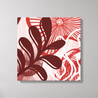 Impressão Em Tela Crimson Radiance – Abstract Botanical Sunburst Art
