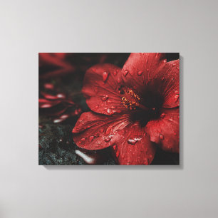 Impressão Em Tela Crimson Resilience: Hibiscus in the Rain