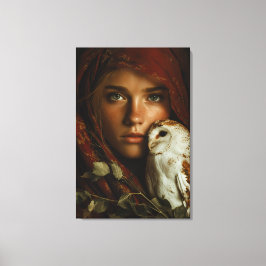Impressão Em Tela Crimson Scarf Snowy Owl Portrait Mystery