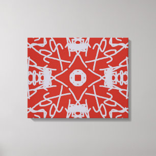 Impressão Em Tela Crimson Symmetry Abstract Digital Art Pattern