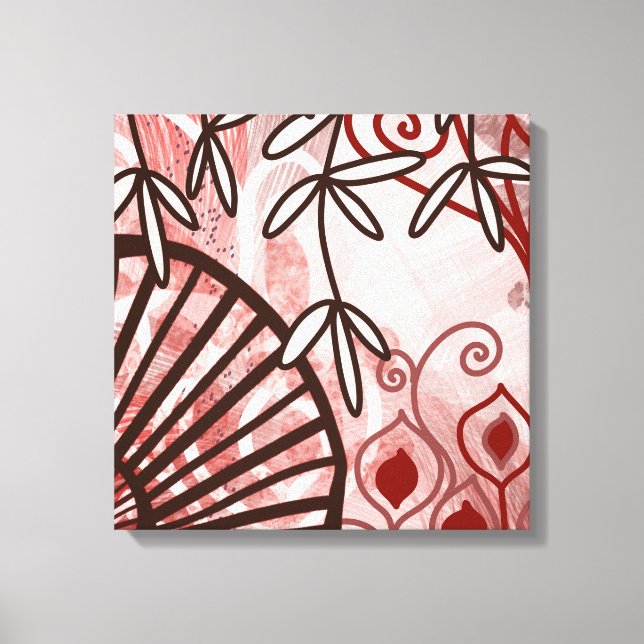 Impressão Em Tela Crimson Veil – Abstract Botanical Art Print (Frente)