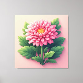Impressão Em Tela Crisântemos Rosa Brilhante