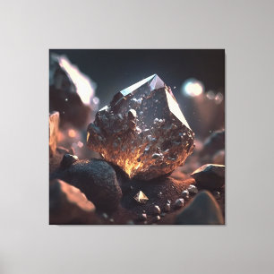 Impressão Em Tela Cristal Inspirado em Diamante com Luz Âmbar Quente