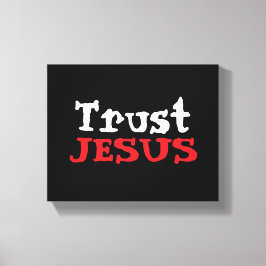 Impressão Em Tela Cristão ‘Confie em JESUS’ Vermelho Preto Branco