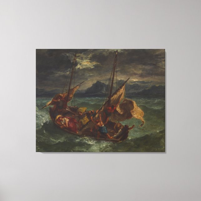 Impressão Em Tela Cristo de Ferdinand Delacroix no mar da Galileia (Frente)