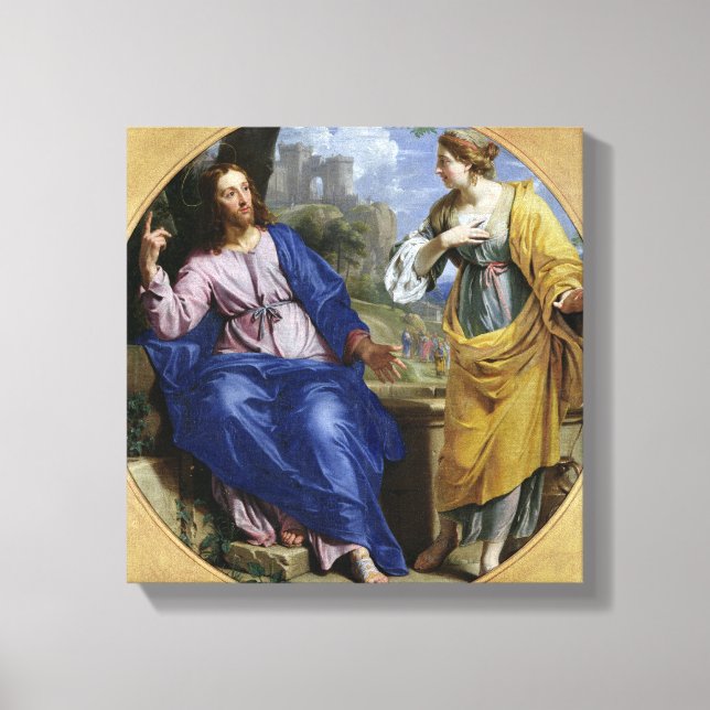 Impressão Em Tela Cristo e Mulher da Samaria (Frente)