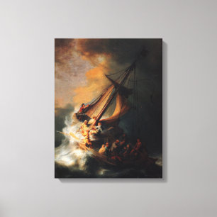 Impressão Em Tela Cristo em tempestade no lago Genezareth por Rembra