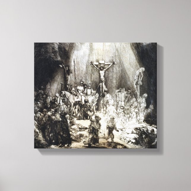 Impressão Em Tela Cristo Rembrandt Crucificado entre os Dois Ladrões (Frente)