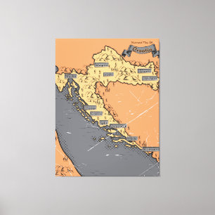 Impressão Em Tela Croácia Mapa antigo vintage