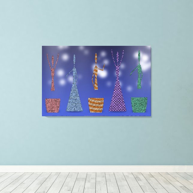 Impressão Em Tela Crochet Women dancing Silloute pattern  (Insitu(piso de madeira))