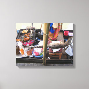 Impressão Em Tela Crocodilo CHURRASCO de carne ... Comida da rua Tai