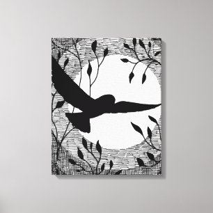 Impressão Em Tela Cruz da coruja e da lua chocada