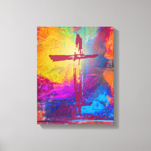 Impressão Em Tela Cruz de Jesus na pintura de Abstrato