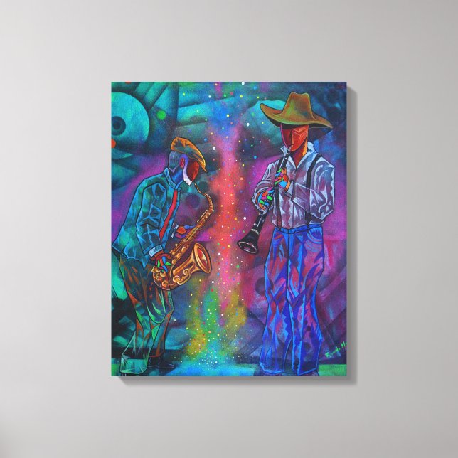 Impressão Em Tela Cubism Jazz Musicians (Frente)