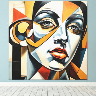 Impressão Em Tela Cubismo Moderno Mulher Face Estilo Picasso Abstrat