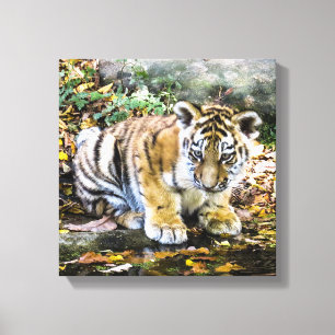 Impressão Em Tela Cubo Adorável de Tigre para Bebês