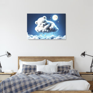 Impressão Em Tela Cubo de urso polar bonito nuvens fofinhas